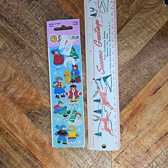 Vintage SandyLion mother of pearl sticker sheet stickers snow winter - Picture 5 of 6